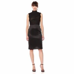 Vera Wang Black Silk & Satin Sheath Dress – Size 2